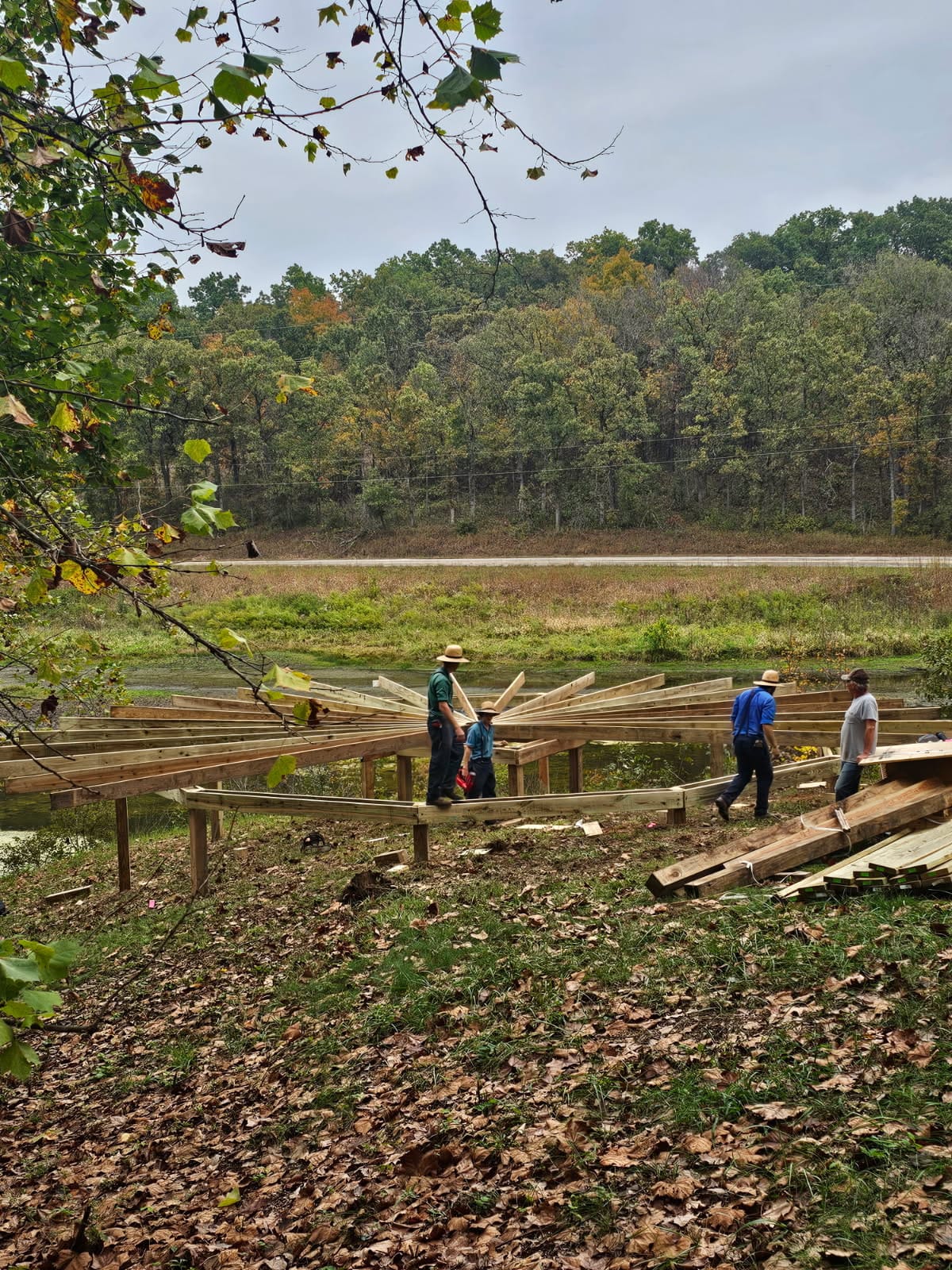 Amish builders working at Season's Eden